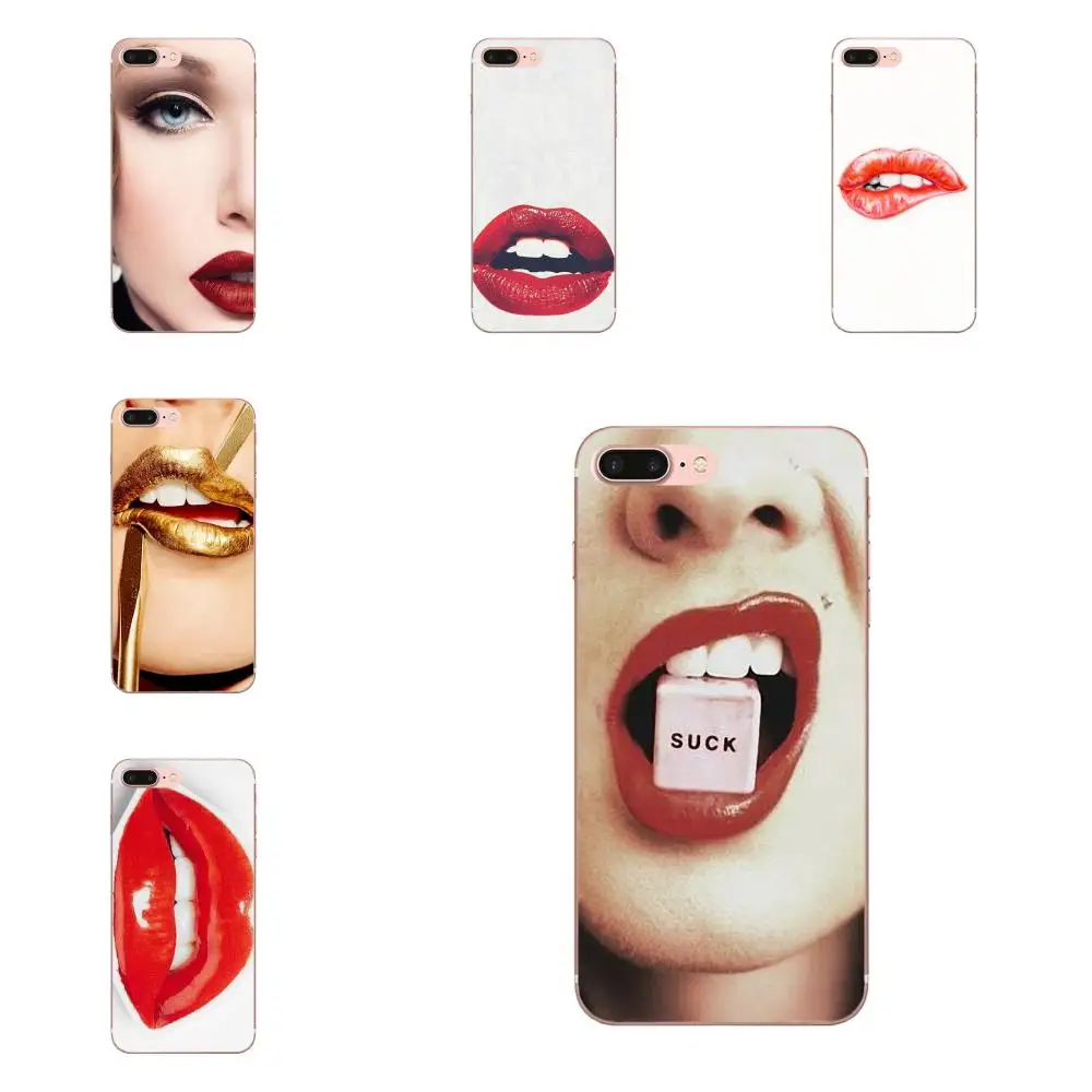Эротическая девушка красные губы Pop Art роскошный для Galaxy A3 A5 A7 On5 On7 2015 2016 2017 Grand Alpha