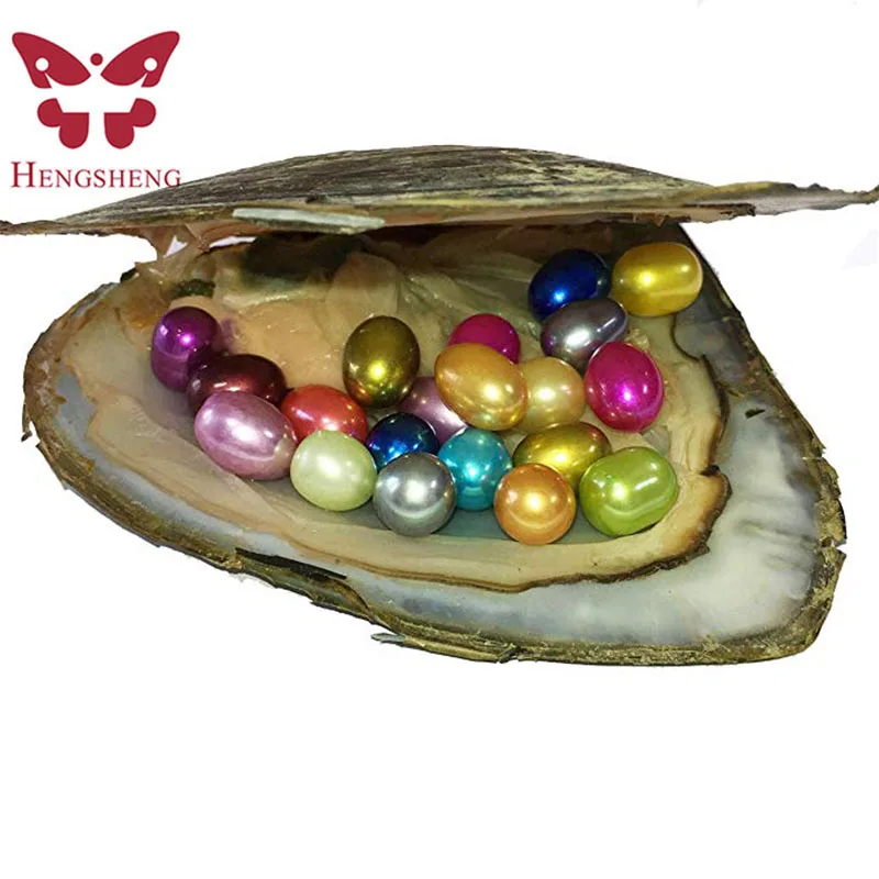 HENGSHENG 1 предмет пресноводным культивированным жемчугом Oyster с несколькими Цвет 20 шт. 7-8 мм Большой овальный жемчуг внутри вечерние подарки любовь желание