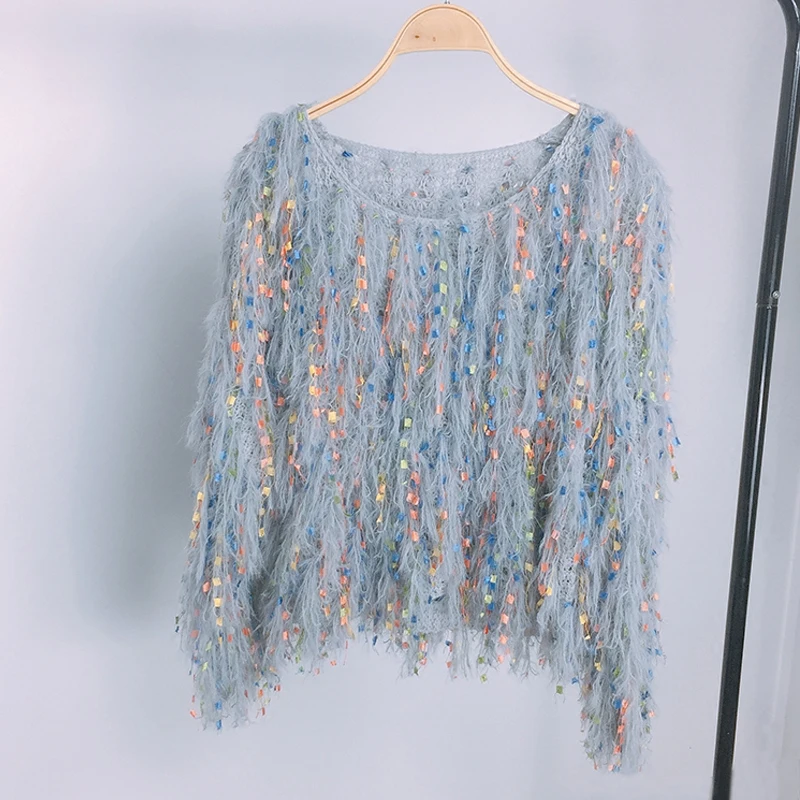 Autumn winter color tassel sweater women Fashion Knitted pullovers female | Женская одежда