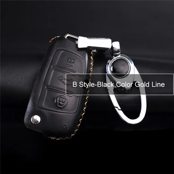 B Style Black Gold Для Audi A3 A4 A5 A6 A7 A8 B6 B8 B7 C5 C6 Q5 Q3 Q7 S6 S7 TT цинковый сплав+ Кожаный Автомобильный Брелок Защитный ключ чехол Чехол аксессуары - Название цвета: B Style Black Gold