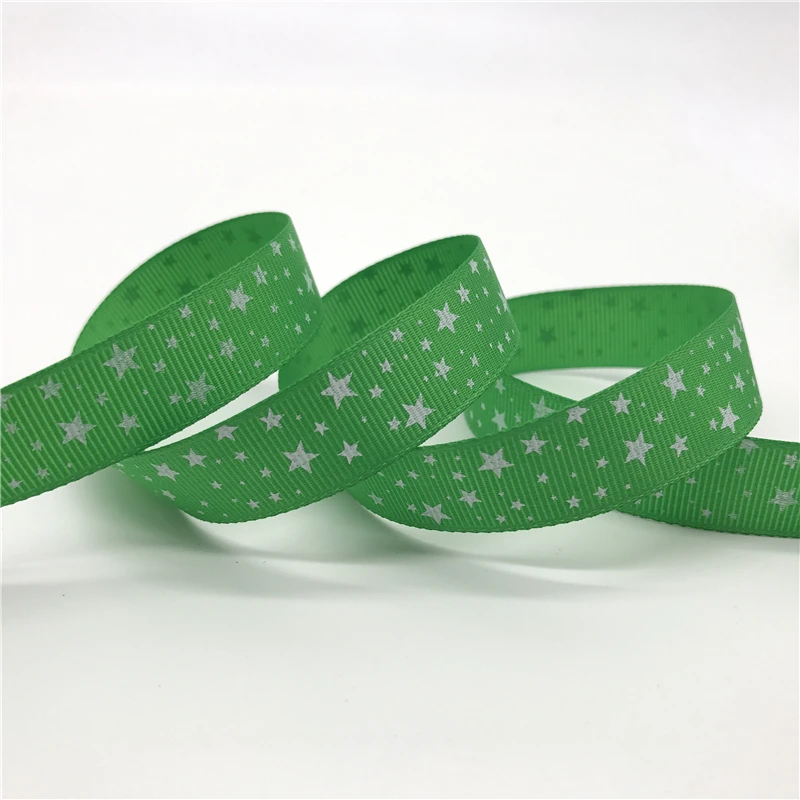 5 ярдов/партия 5/8 ''(15 мм) черная печать Звезда Grosgrain ленты бант для волос вечерние Рождественские Свадебные украшения DIY шитье ремесло