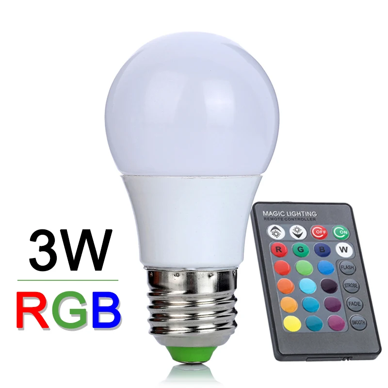 Новый E27 3 Вт RGB светодиодный светильник Lampara Лампочка 110 В 220 в 230 высокомощный