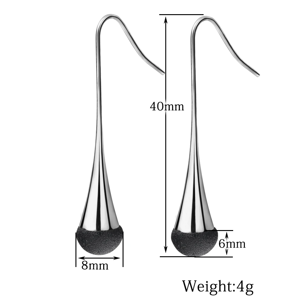 Женские модные черные/белые матовые серьги-капли из нержавеющей стали 2 цвета