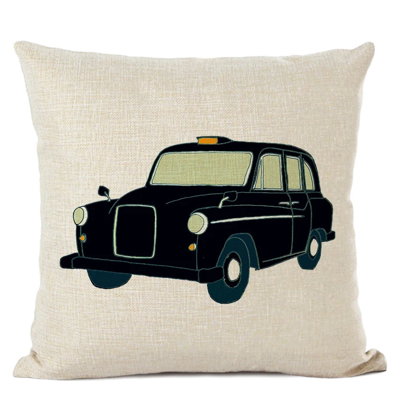 Customized Cushion Cover Scandinavian Umbrella Cushion Wedding Cotton Linen Printed Home Sofa Decor Bus White Almofada