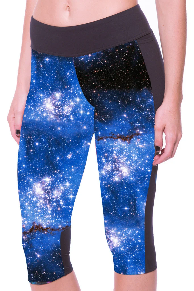 Сексуальные популярные женские штаны с 7 точками леггинсы галактика Psychedelic синяя