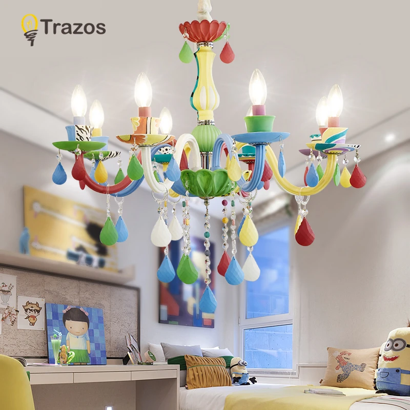Подвесные светильники TRAZOS для гостиной, спальни, люстры, хрустальные украшения, подвески Тиффани и цветные домашние светильники