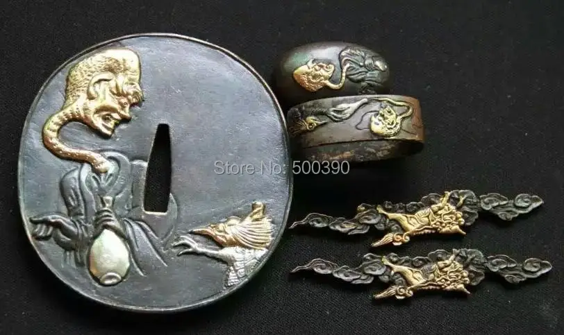 Набор хороший медный Tsuba Monster Guard для японского самурая меч катана Цуба