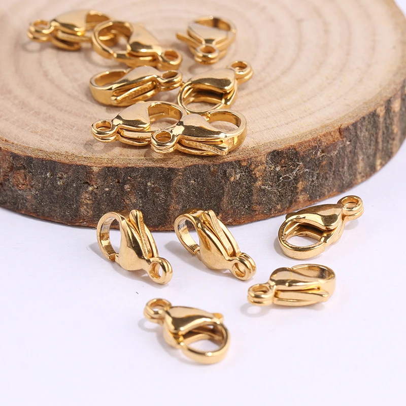 onwear 20pcs 13x8mm stainless steel gold plate lobster clasp hooks for jewelry making diy connector findings | Украшения и