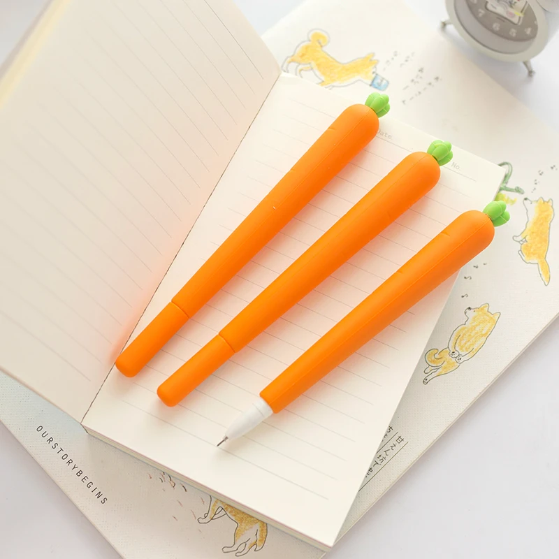 

12 pcs/Lot kawaii Carrots pen Silicone body 0.5mm Black ink stationery Office school supplies papelaria EB287