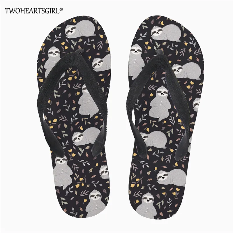 Twoheartsgirl милый Ленивец повседневное пляжные сланцы женские тапочки сандалии для девочек дизайн летние домашние плоские сланцы обувь - Цвет: L4643AB