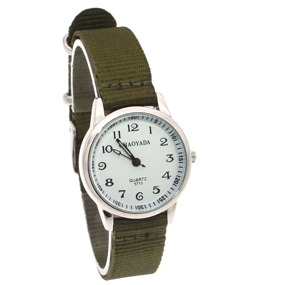 B Green strap Простые Дизайнерские кварцевые часы для мальчиков и девочек с цифрами времени, детский репетитор, нейлон, подарок спортивный Dibujos de reloj, часы с нейлоновым ремешком для женщин - Цвет: B Green strap