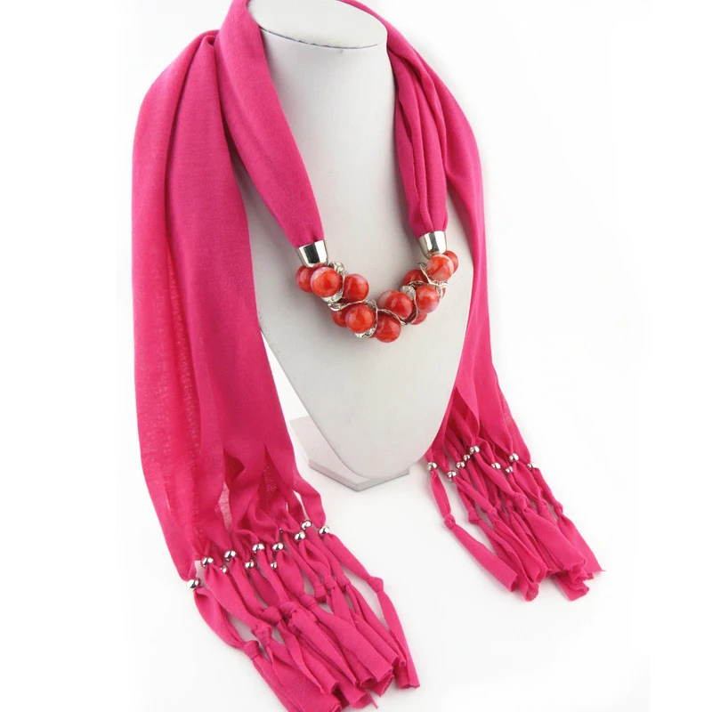 Женский этнический шарф разноцветный из полиэстера с кисточками в форме