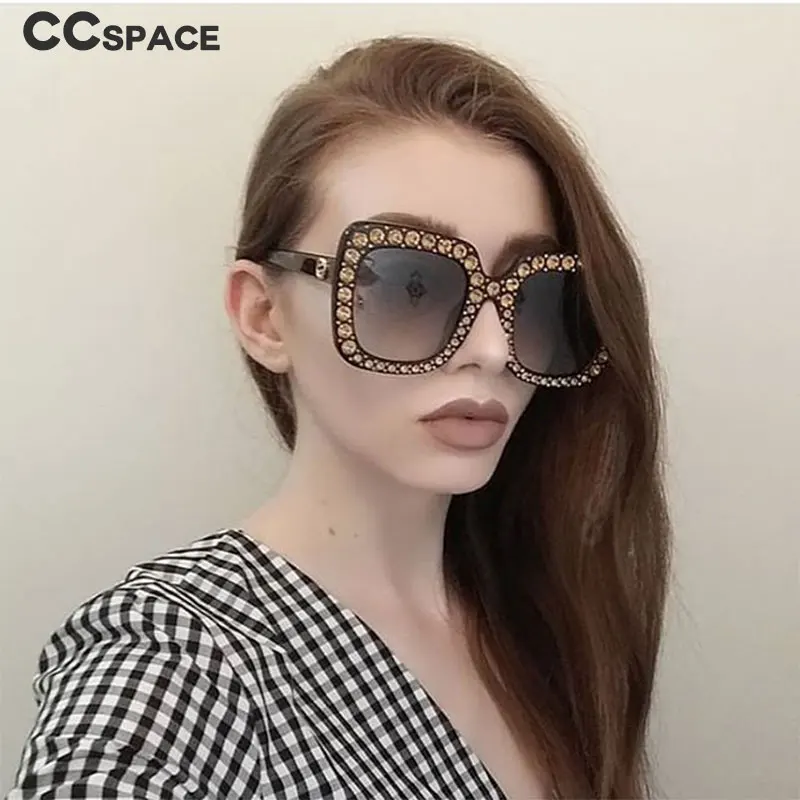 CCSPACE женские новые алмазные очки Квадратные негабаритные солнцезащитные для