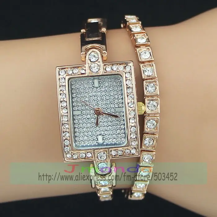 Часы наручные женские с квадратным циферблатом золотистые/серебристые 50 шт./лот |