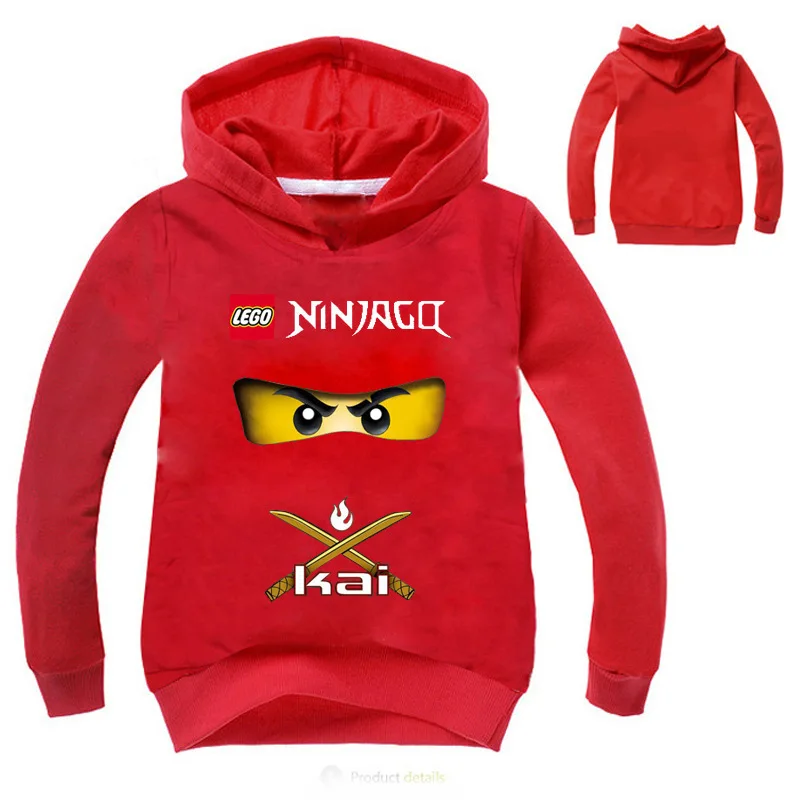 Детская футболка с капюшоном и рисунком ниндзя Ninjago длинными рукавами Свитшот
