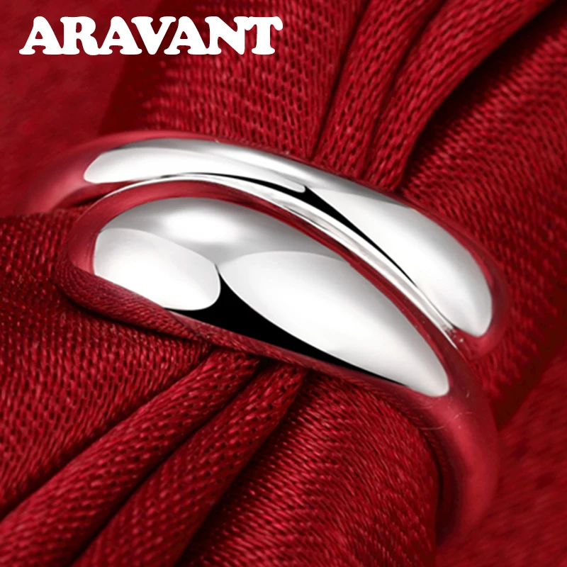 

925 Silver Double Round Bead Waterdrop Adjustable Size Ring Women Men Wedding Fashion Jewelry