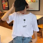 Женская свободная футболка с круглым вырезом, коротким рукавом и буквенным принтом в стиле Харадзюку, 100% хлопок, лето 2019