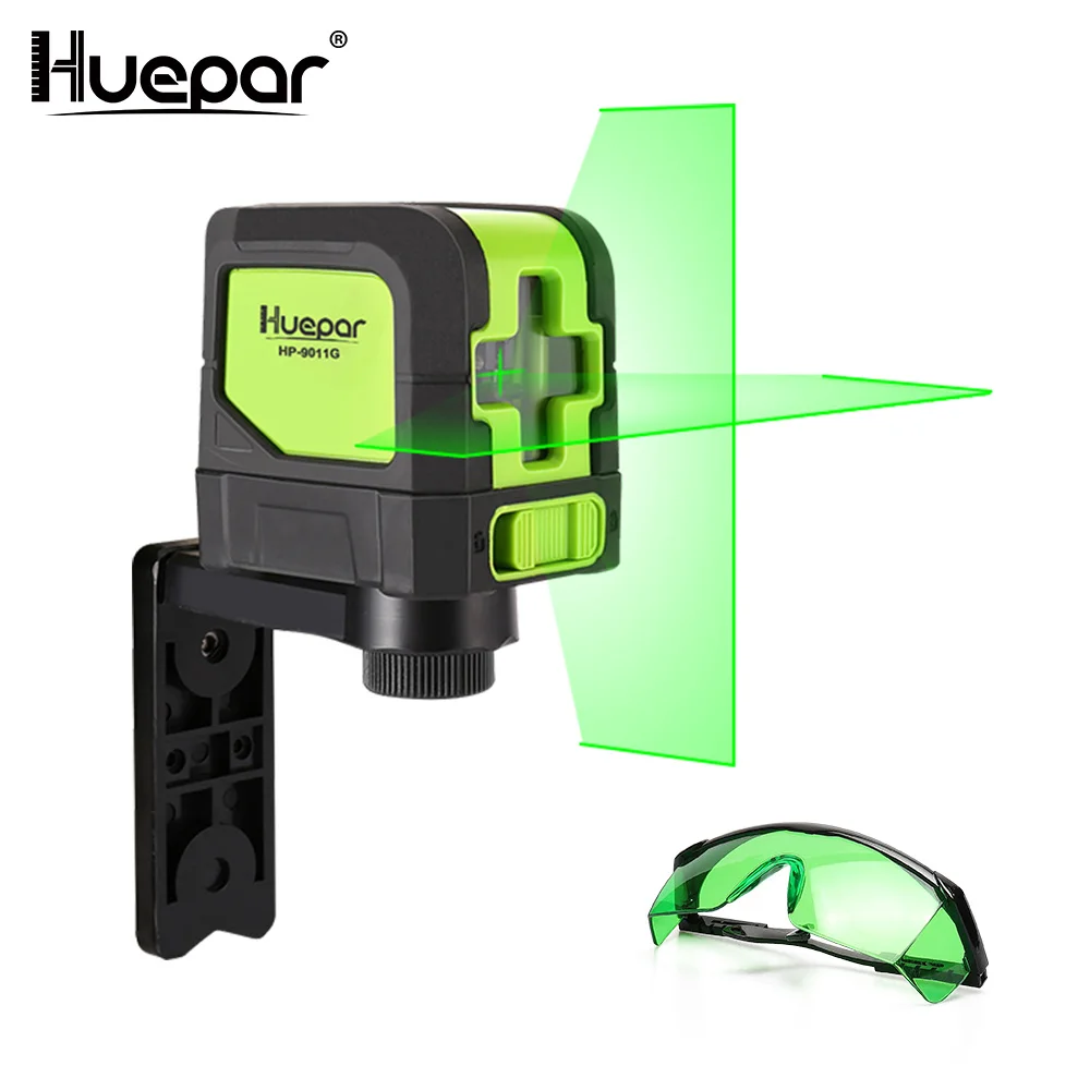 Huepar Green Cross Line лазерный самонивелирующийся лазерный уровень вертикальный и горизонтальный лазер+ зеленые регулируемые лазерные улучшенные очки