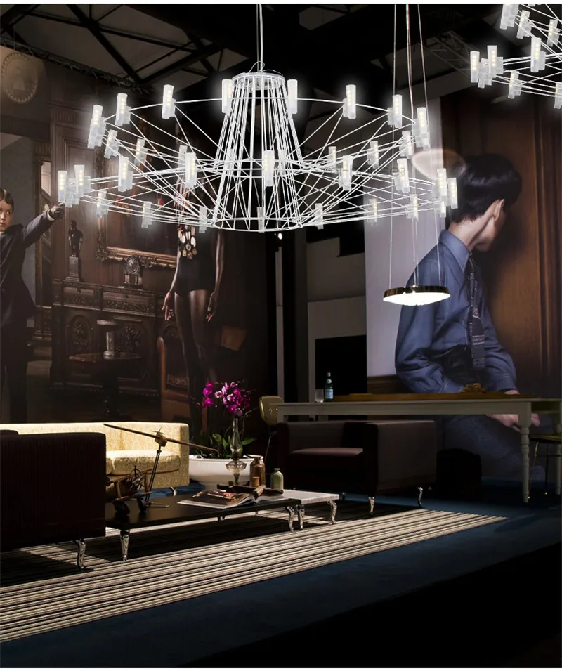 Современный Железный светодиодный подвесной светильник двухслойный белый