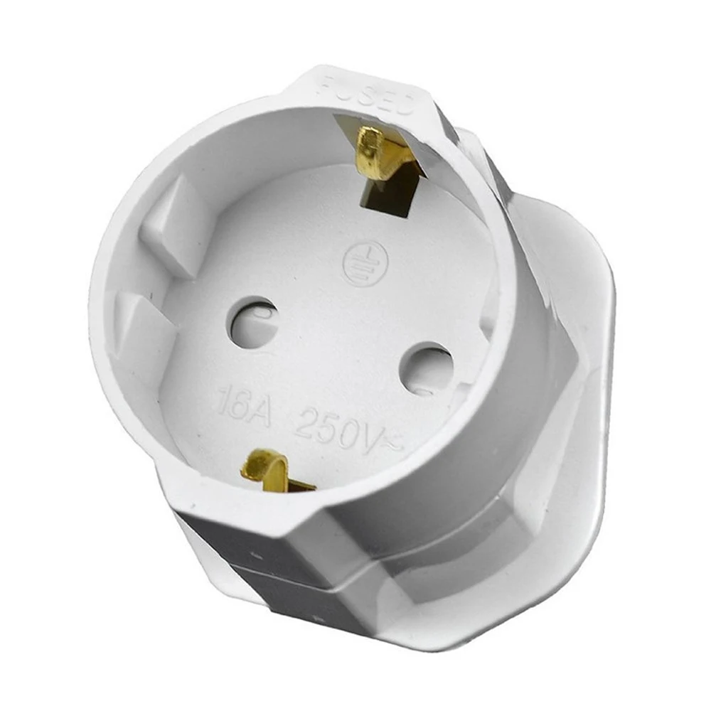 2pcs Germany franch eu to uk fused plug adapter 2pin power cord convert wired connector female 16A 13A male UK | Электроника