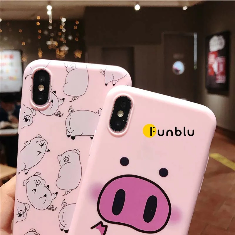 Funblu чехол для телефона iPhone XS Max XR 7 8 6 6s 5s Plus с рисунком милой свиньи животных SE