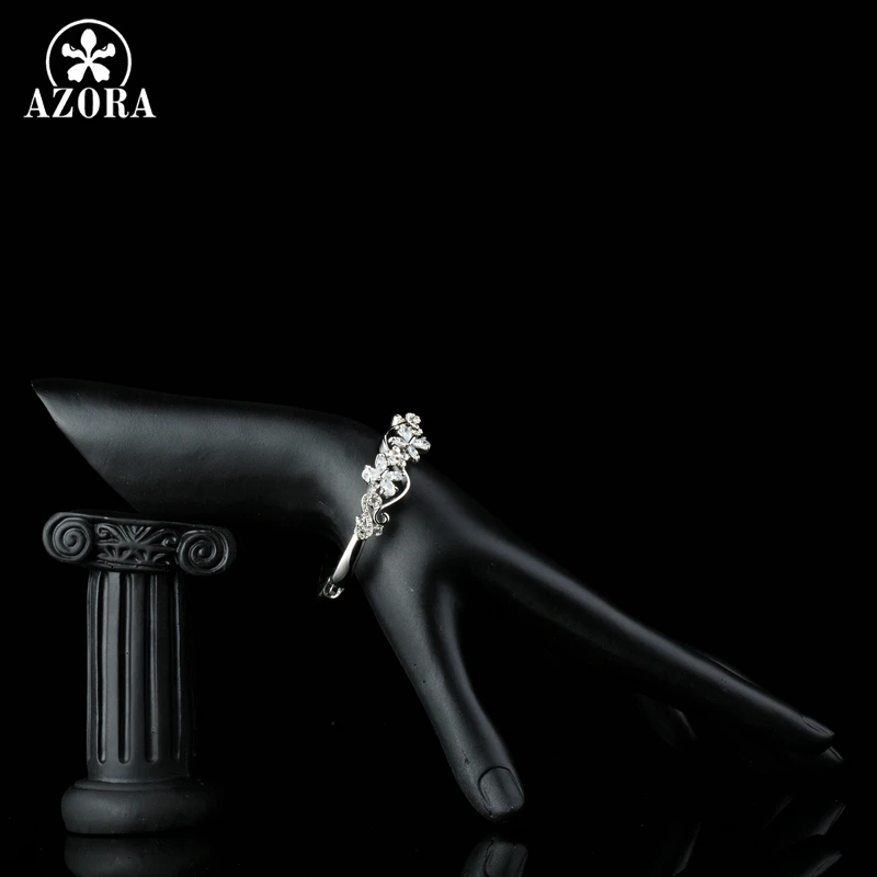 Женский браслет с фианитом AZORA белый и золотой TB0084|bracelet bangle for women|bangles womengold color |