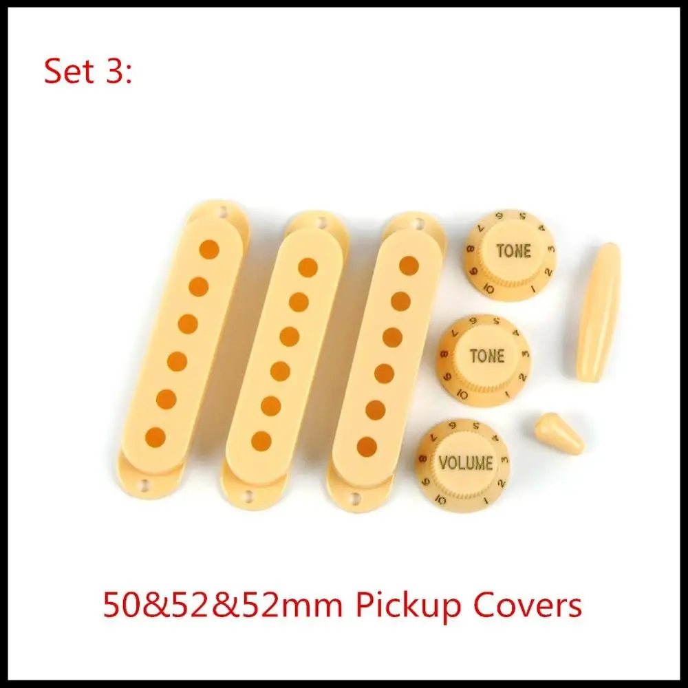 50mm52mm52mm Covers 1 Набор из Пластик Электрогитары крышки звукоснимателя+ 2T1V ручки+ 5 позиционный переключатель, наконечник+ сглаз бар наконечник желтого цвета для части для гитар FD ST - Цвет: 50mm52mm52mm Covers