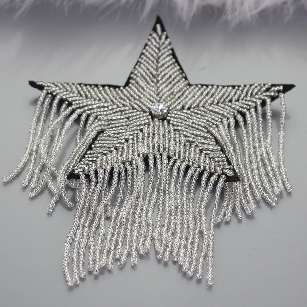 Handmade Beads Fringe Star Patches Tassel Badges Sew on Jacket Shoulder Dance wear Clothes Applique B153 | Дом и сад
