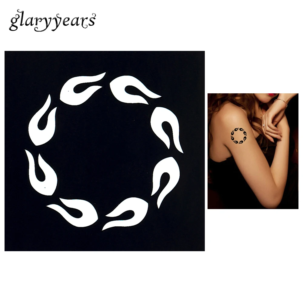 1 шт. трафарет для татуировки хной огненное кольцо фото сексуальный женский боди