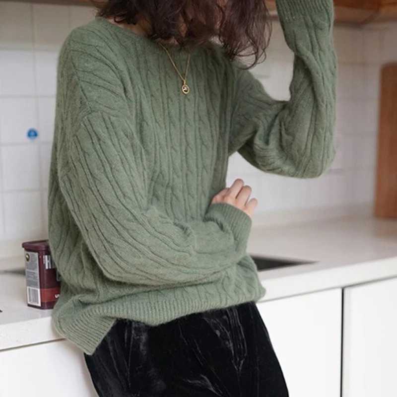 Gejas Ainyu 2020Autumn Winter The New Women's sweater Round neck Loose Cashmere women pullover knitting | Женская одежда