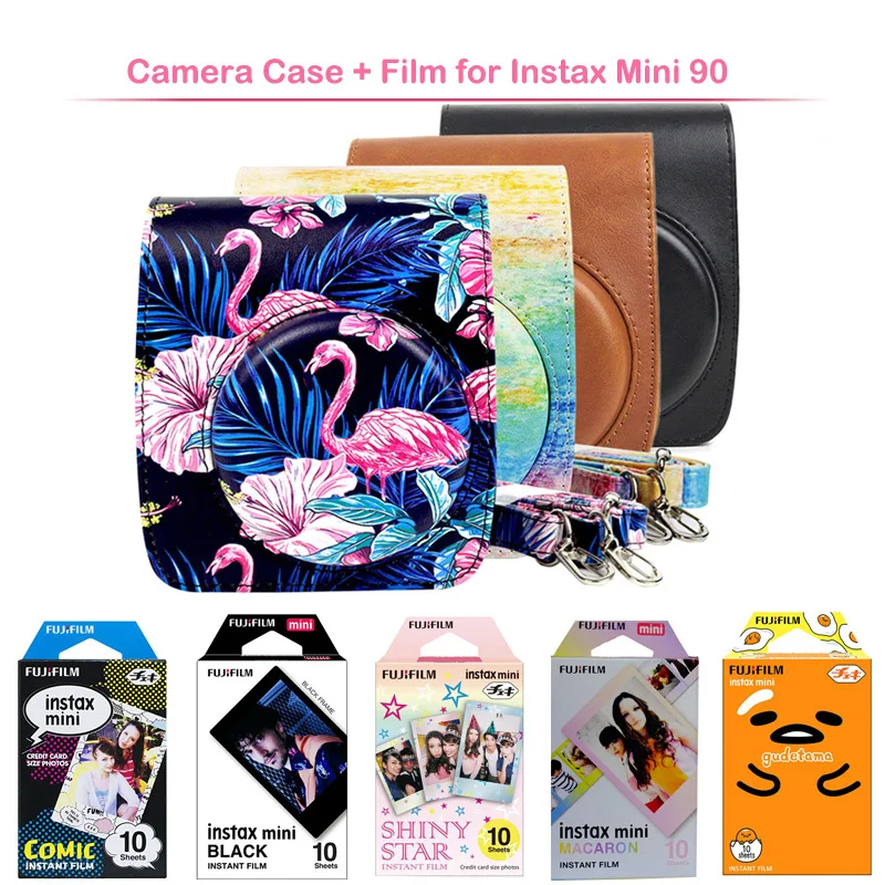 

Оригинальная цветная пленка Fujifilm Instax Mini с защитным чехлом из искусственной кожи для камеры Fuji Instax Mini 90