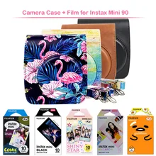 Оригинальная цветная пленка Fujifilm Instax Mini с защитным чехлом из искусственной кожи для камеры Fuji Instax Mini 90