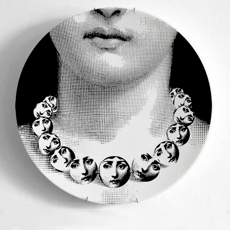 8 10-дюймовая шпилька для Fornasetti таблички для дома украшения Рождественские украшения для ужина пластина декоративная настенная посуда черный, белый цвет настенные тарелки - Цвет: 8