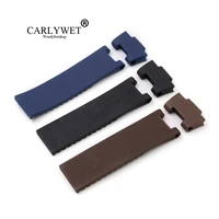 carlywet 2512mm wholesale black brown blue waterproof silicone rubber replacement wrist watch band strap belt for ulysse nardin