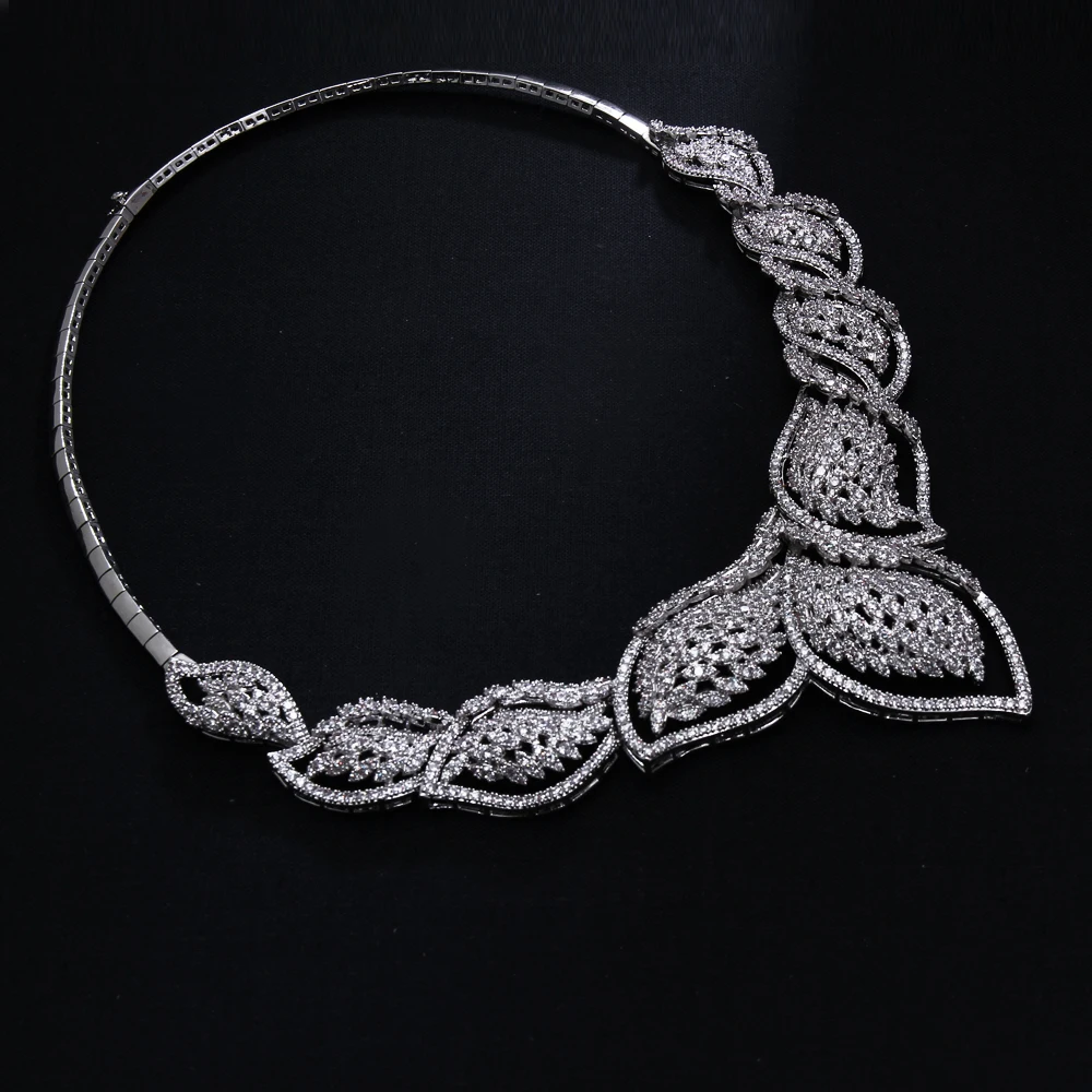 New Bridal Jewelry Sets rhodium plated with Cubic zircon 4pcs sets ( necklace + bracelet earrings ring) free shipment | Украшения и