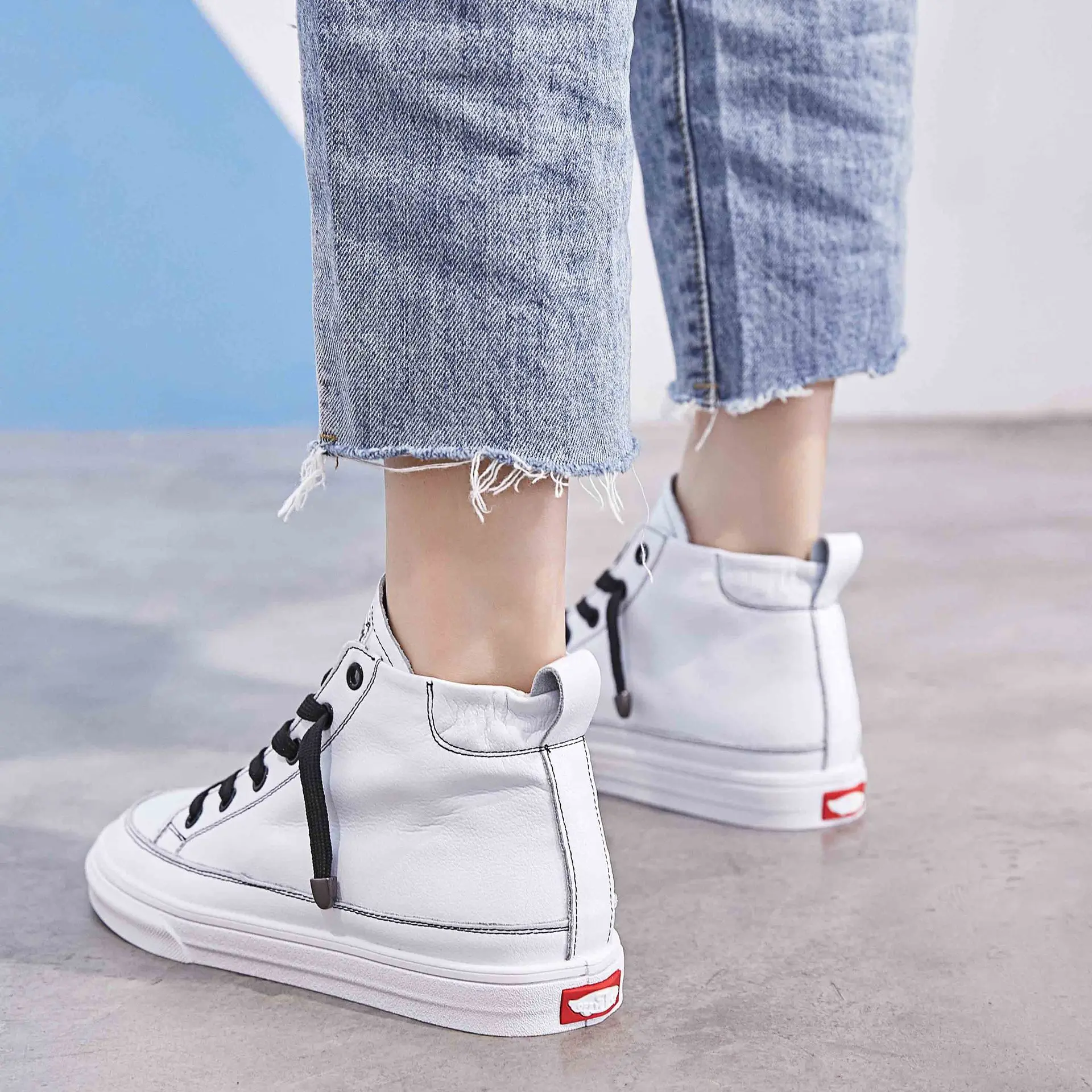 SWYIVY chaussures femme; женские кроссовки с высоким берцем; коллекция года; сезон осень; белая повседневная обувь; женские кроссовки; женская обувь из вулканизированной кожи
