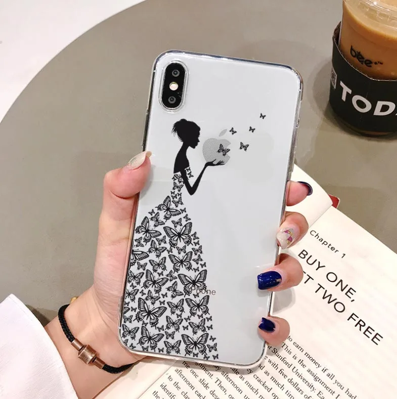 TPU Забавный мультяшный чехол для телефона для iPhone X XS Max XR милый кот Том Обложка для iPhone 8, 7, 6, 6S Plus, мягкий силиконовый прозрачный чехол - Цвет: TPU