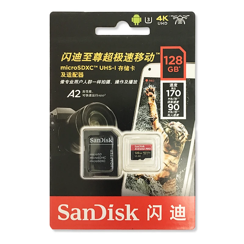Карта памяти SanDisk MicroSD 64 Гб 128 ГБ, флеш-карта памяти 16 ГБ 32 ГБ U1/U3 C10, TF карта 200 ГБ 256 ГБ UHS-I A1/A2 V30 SDXC 400 гб 4K Full HD