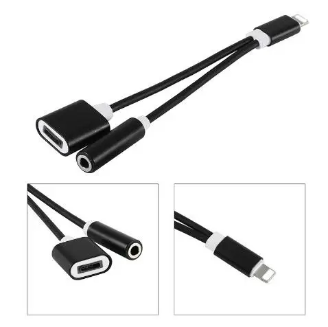 2 в 1 Зарядное Устройство Аудио Адаптер USB Кабель Для Зарядки 3.5 мм Джек наушники
