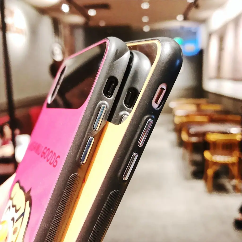 Карамельный цвет Пары Дети чехол для телефона iphone х 6 S 7 8 Plus Чехлы Стекло сзади TPU +