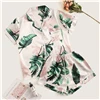 SHEIN, Атласный пижамный комплект с тропическим принтом, повседневная одежда для сна, комплекты с шортами, короткий рукав, карман, женский летний пижамный комплект