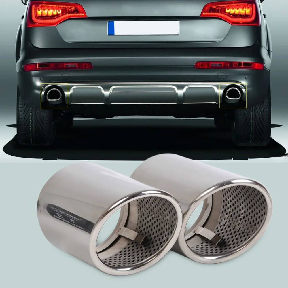 

DWCX 2X STAINLESS STEEL FINISHER END EXHAUST TAIL REAR MUFFLER TIP PIPE TAILPIPE For AUDI Q7 2006 -2008 2009 2010 2011 2012 2013