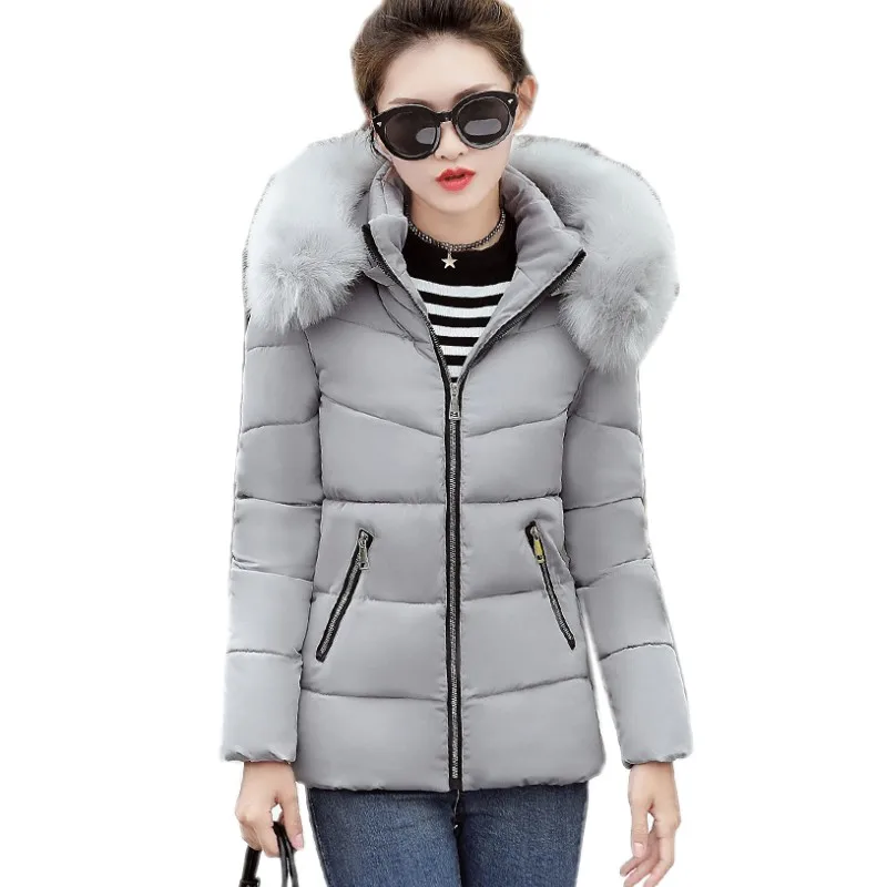 

Модная осенне-зимняя куртка YSMARKET, женские ватные куртки, парка, облегающее зимнее пальто с меховым воротником и капюшоном, Женская Роскошна...