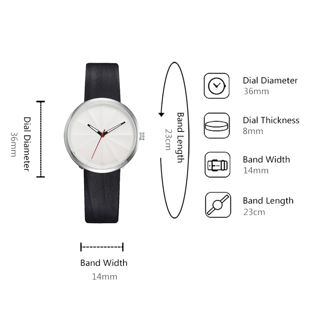 

New Minimalism No Number Round Dial Faux Leather Band Women Quartz Wrist Watch Gift