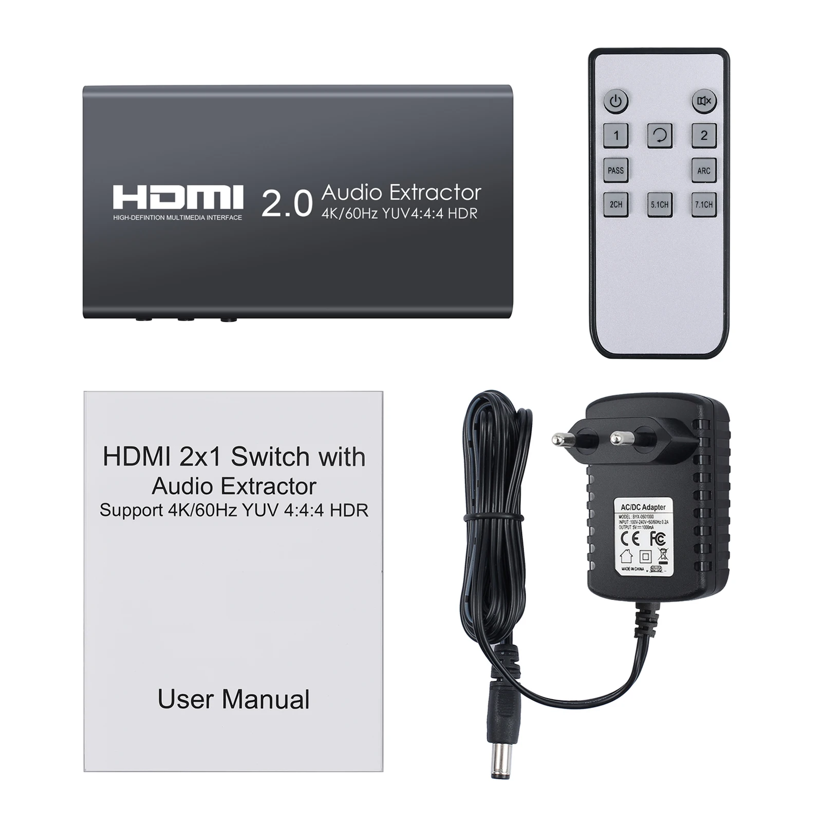 PROZOR HDMI аудио конвертер 2x1 2 0 переключатель с экстрактором поддержка 4K @ 60Hz пульт