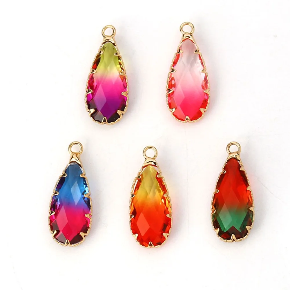 Подвеска DoreenBeads из меди и стекла оправа под золото красочные граненые подвески 24