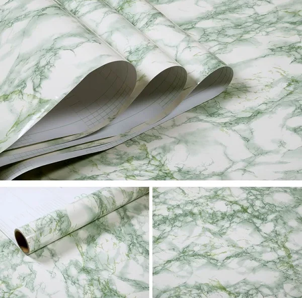 Light Green ПВХ мраморная контактная бумага для столешниц кухонного шкафа виниловая пленка Съемная самоклеющаяся настенная бумага домашний Декор наклейки на стену - Цвет: Light Green