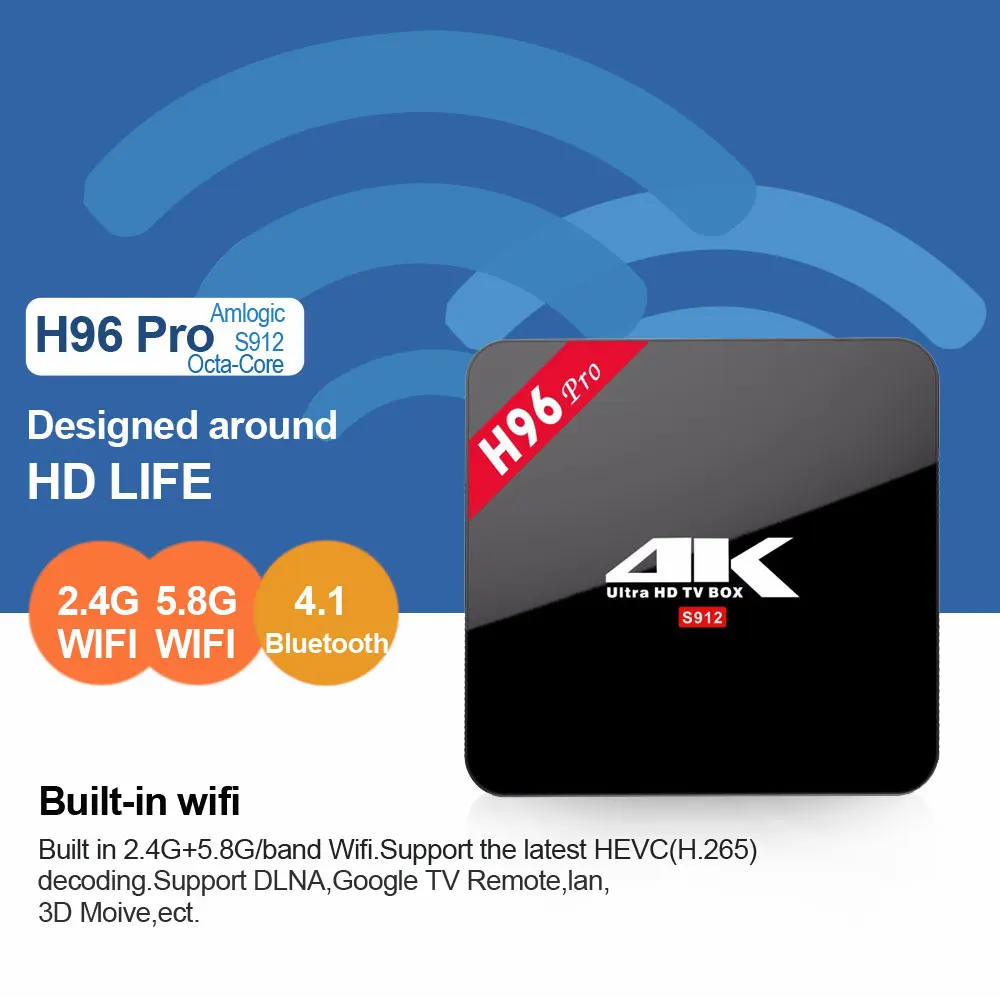 H96 Pro tv Box Amlogic S912 3 ГБ 32 ГБ Восьмиядерный Android 7,1 OS BT 4,1 2,4 ГГц+ 5,8 ггц WiFi мини ПК медиаплеер смарт-приставка