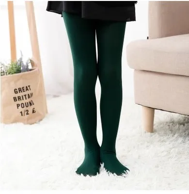 Dark Green Новые модные однотонные колготки для девочек Детские эластичные колготки Детские балетные трико детские бархатные колготки ярких цветов - Цвет: Dark Green