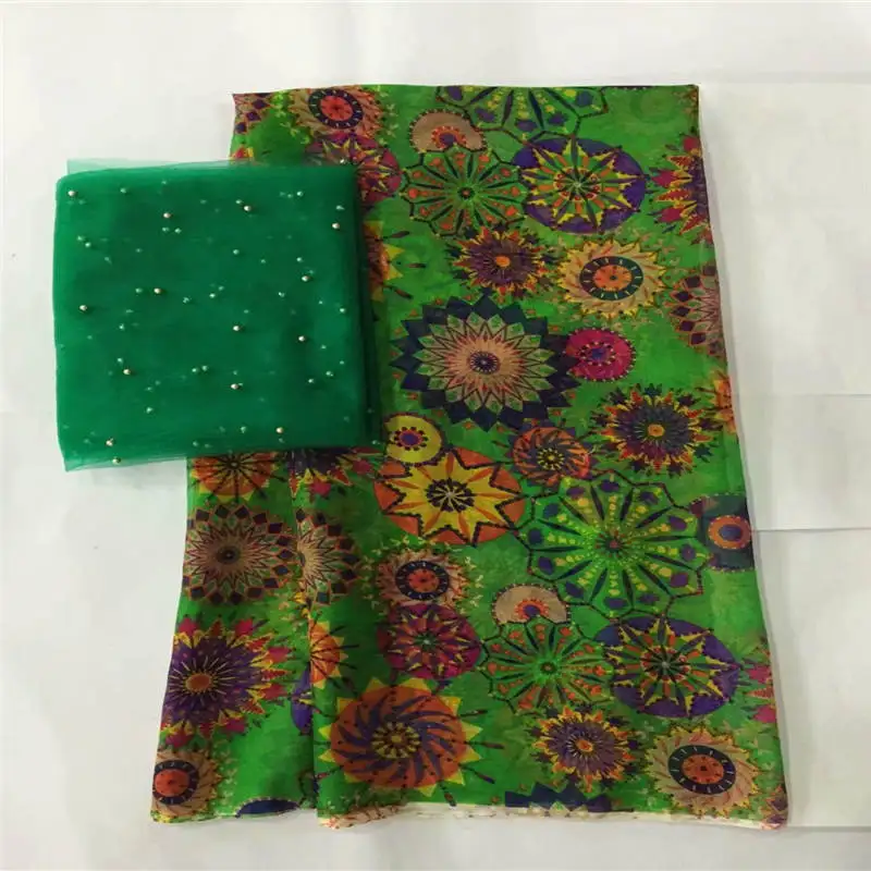 

LX!African soft silk fabric for garment neat embroidery on the material with swiss voile lace tissu (5+2 Yards/set ) ! F33020